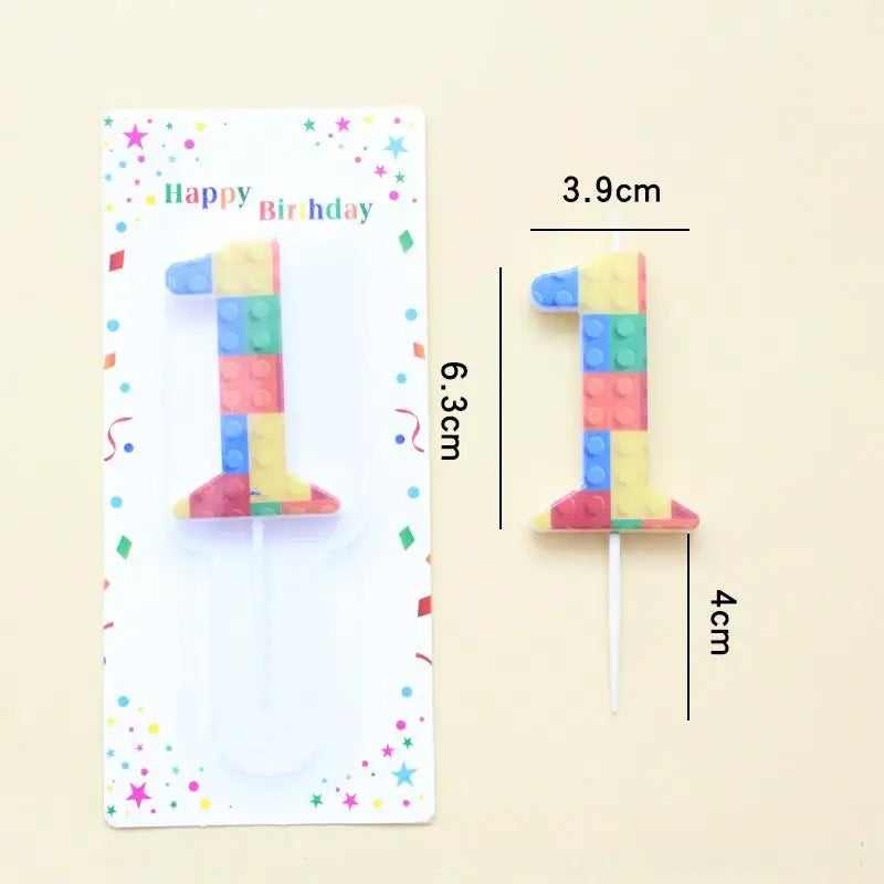 bougies anniversaire chiffres couleurs brique construction rouge jaune bleu vert ludique piquet