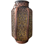 lanterne solaire dorée ornements ajourés artisanale extérieure projection capteur interrupteur étanche métal blanc chaud