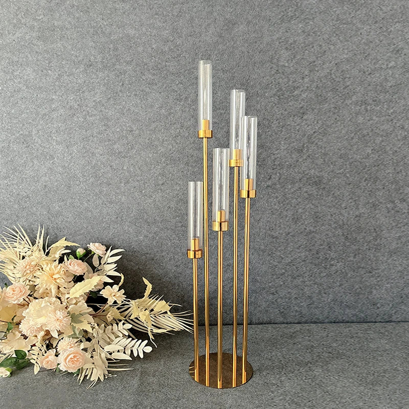 supports bougies modernes or transparents acrylique verre mariage élégants variés tailles hauteurs