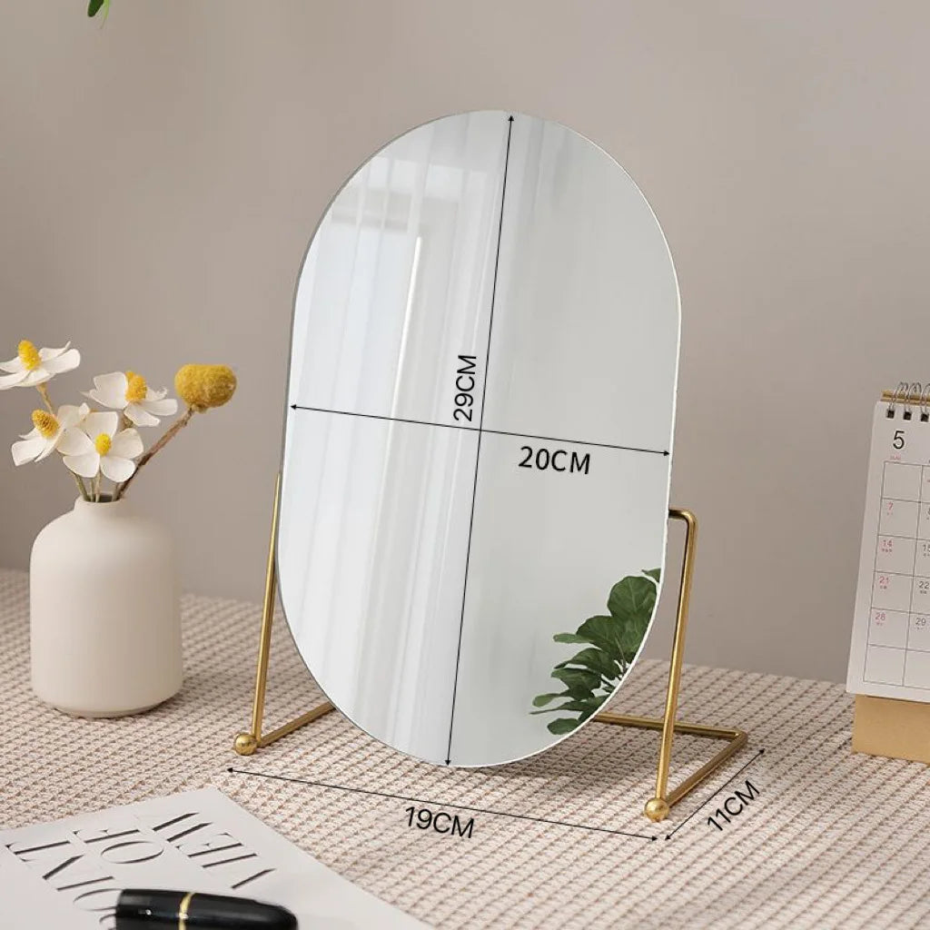 miroir maquillage argenté moderne portable ovale pouces pieds solides aluminium lisse salon chambre bain