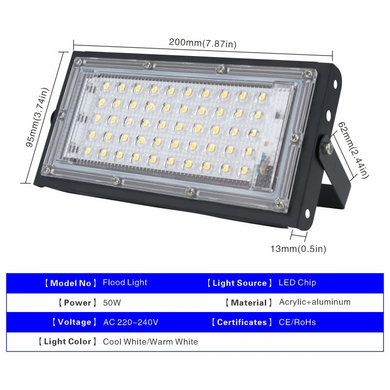 projecteur led lampe rue noir moderne ip65 50w 2000lm 50000h oeilletsextérieur blanc froidchaud