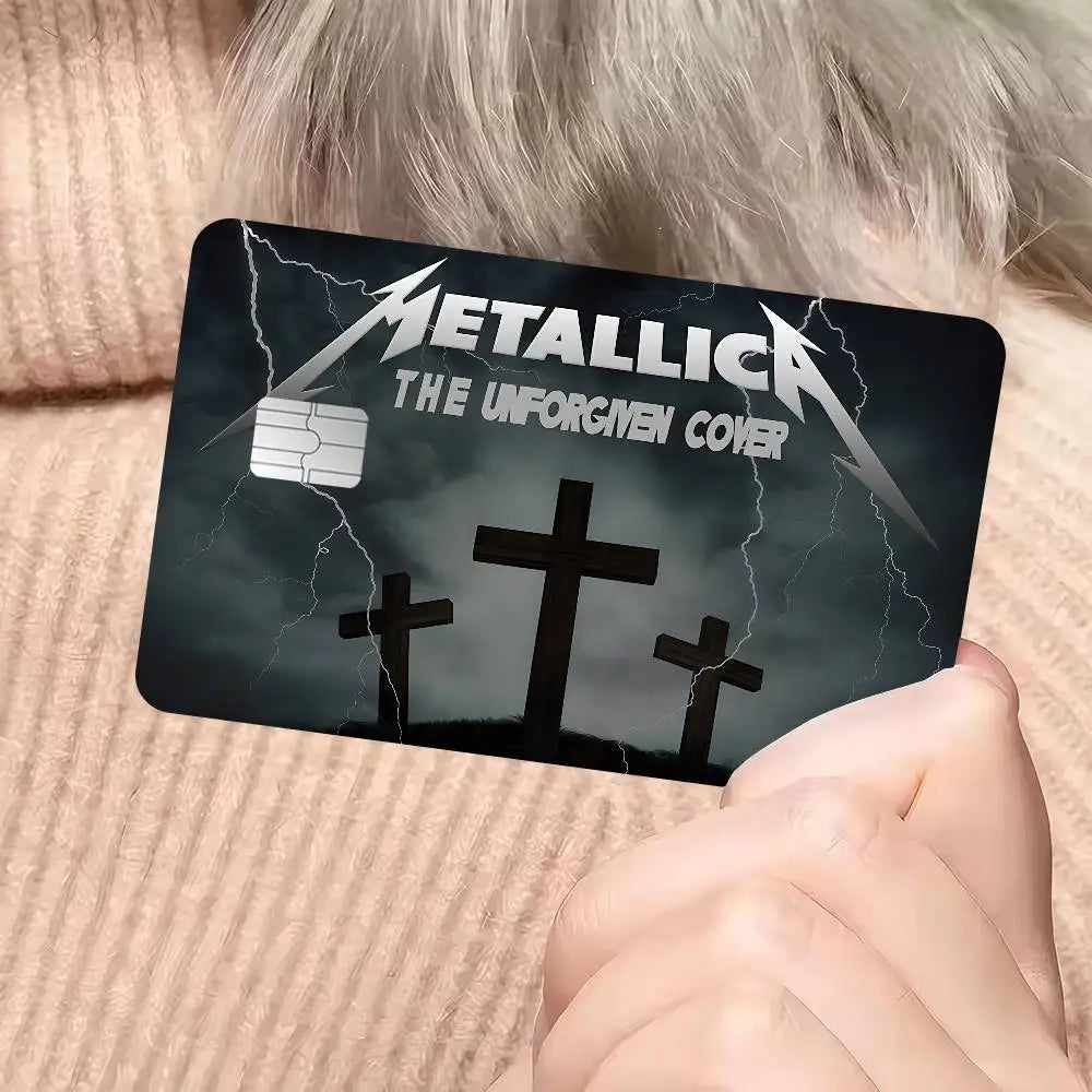 autocollants graphiques metallica cartes bancaires réutilisables waterproof noir rouge bleu