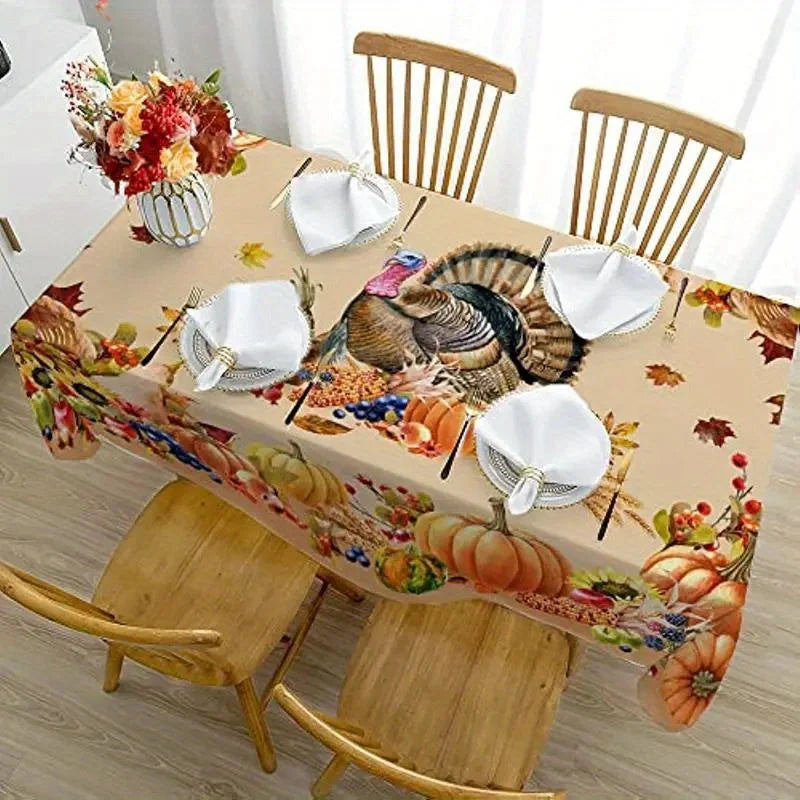 nappe rectangulaire automnale citrouille glands maïs feuilles table décoration maison serviettes fourchettes assiettes