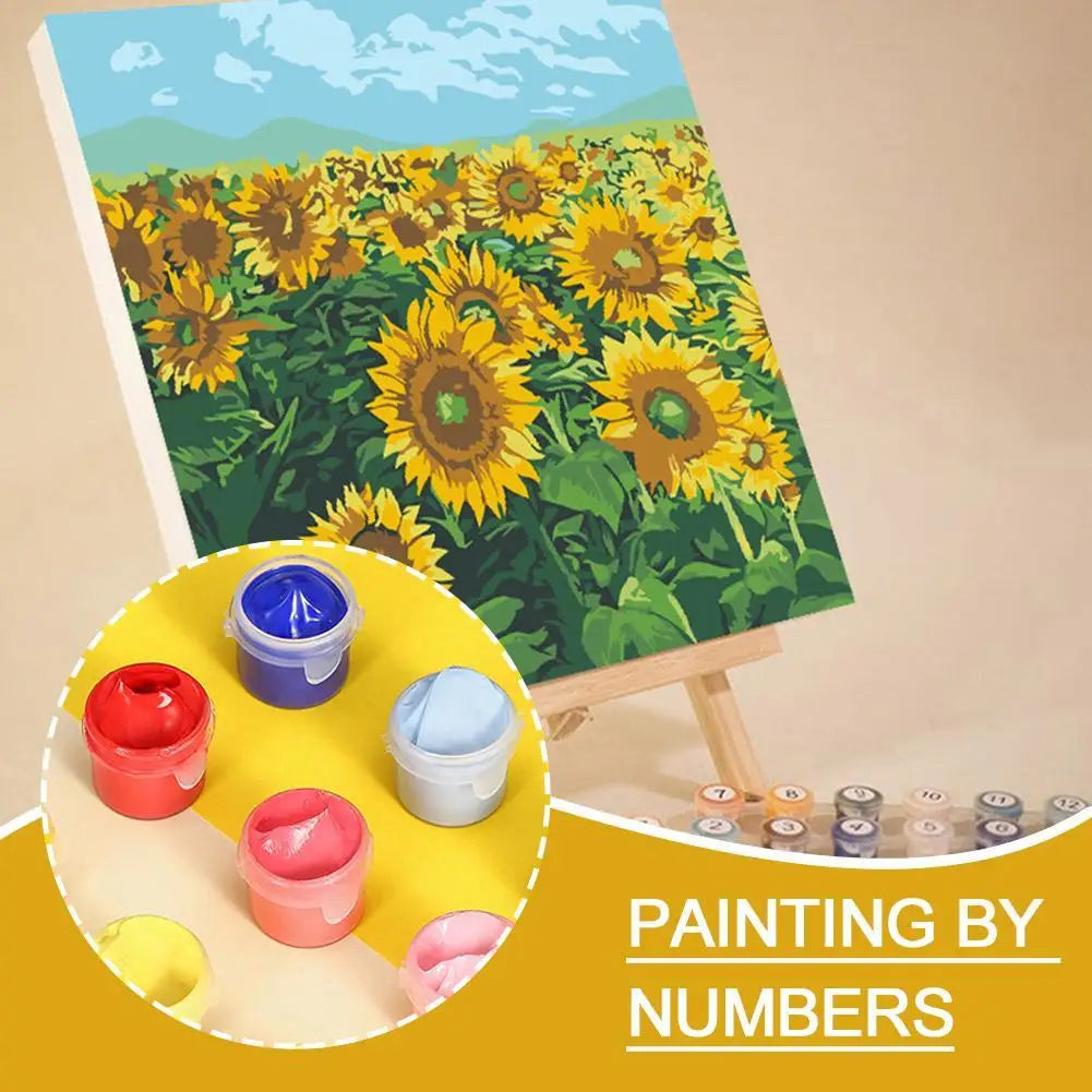 peinture numéros kit abstrait coucher soleil paysage moderne art floral tournesols ciel couleurs variées