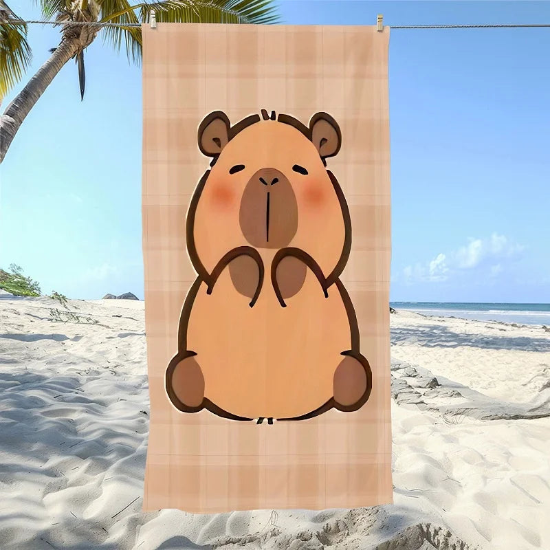 serviette plage dessins animés hamsters mignons rose bleu clair polyester absorption rapide dimensions variées