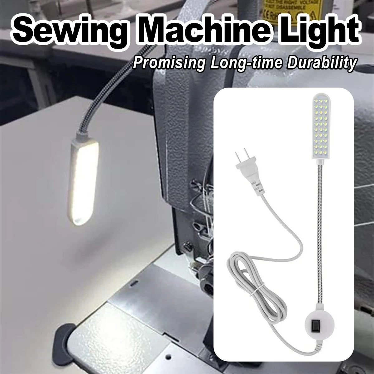 lampe machine coudre led aimant blanc moderne interrupteur câble flexible travail