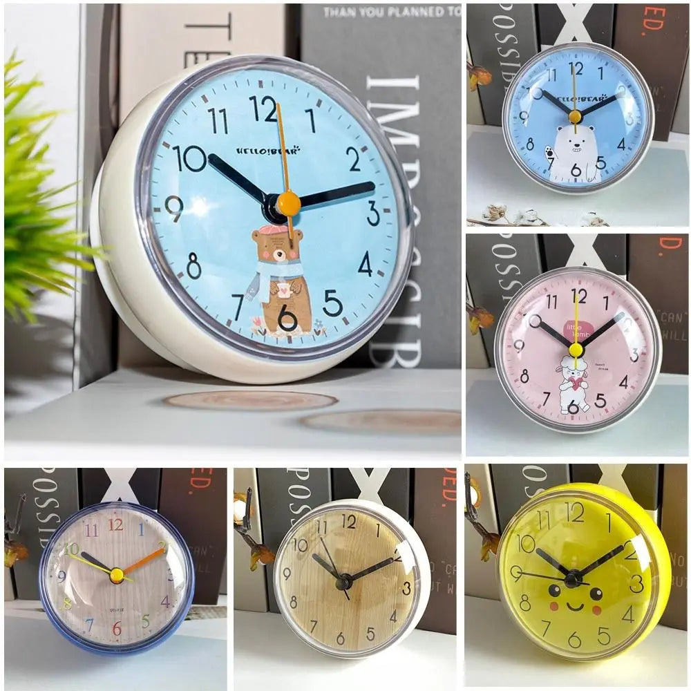 horloge murale decorative chiffres arabes personnages ours mouton verre transparent boite opaque enfantin adorable