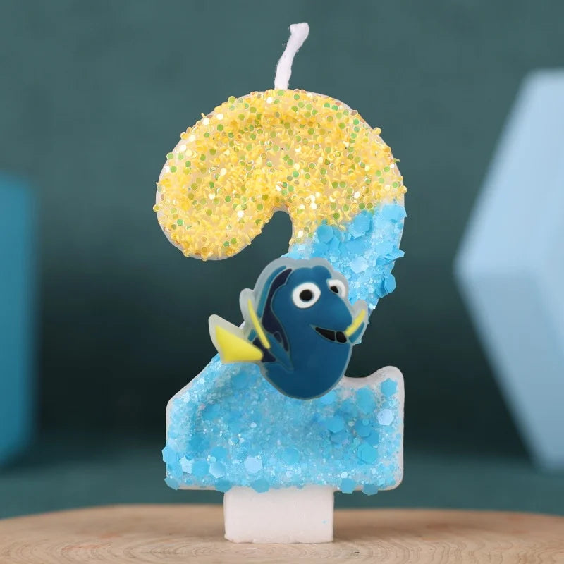 bougies numéraires glitter animaux pois opaques thème marin anniversaire enfants