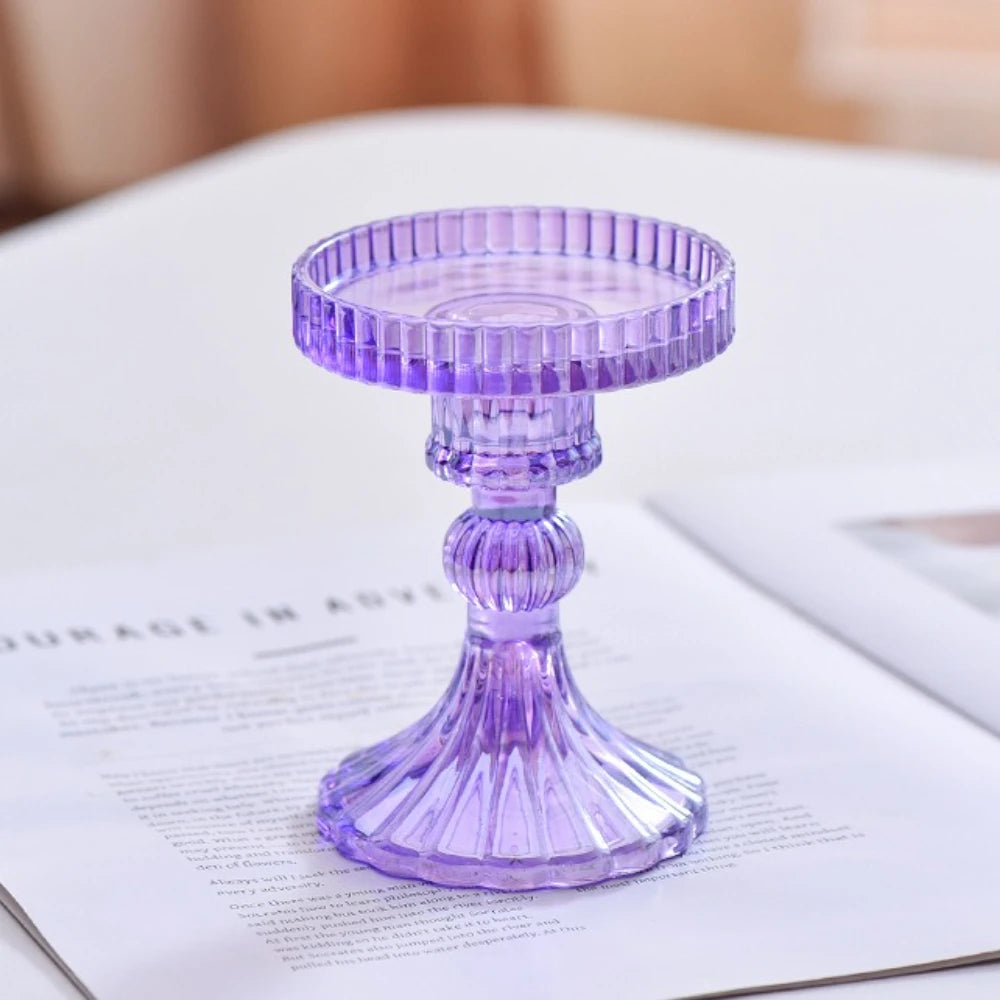 support bougie verre rose vert motif diamant décoration table mariage classique objet déco maison