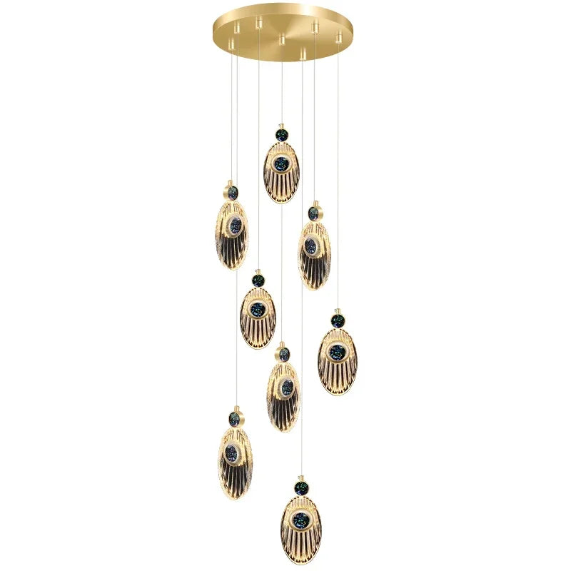 suspension lumineuse or noir ovale géométrique contemporain élégant 249 2000 lumens métal certification ul