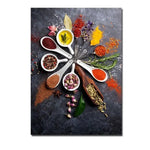 décoration murale art culinaire herbes épices condiments toile impression sans cadre vertical