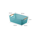 paniers rangement blanc jaune bleu rose noir maille fine moderne pratique poignées bois