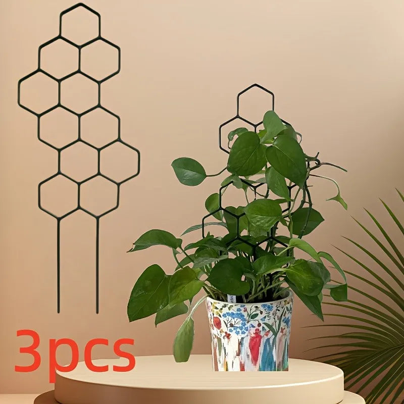 supports plantes grimpantes treillis decoratifs hexagonaux feuilles minimaliste noir exterieur interieur fixations tringles