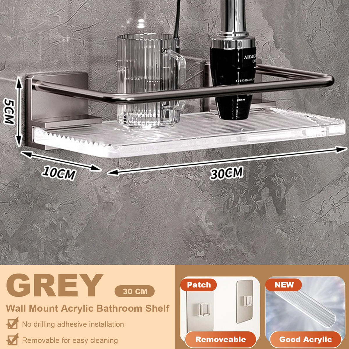 étagères murales salle bain blanc modernes adhésives sans perçage aluminium acrylique double niveau minimaliste
