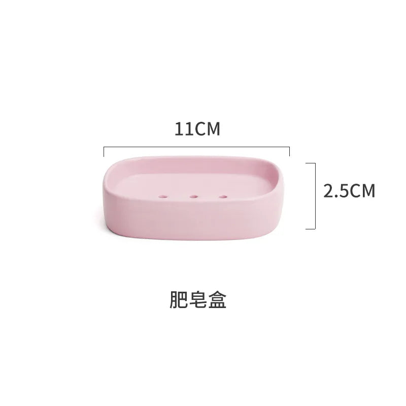 ensemble accessoires salle bain porcelaine moderne distributeur savon gobelet porte brosse dents