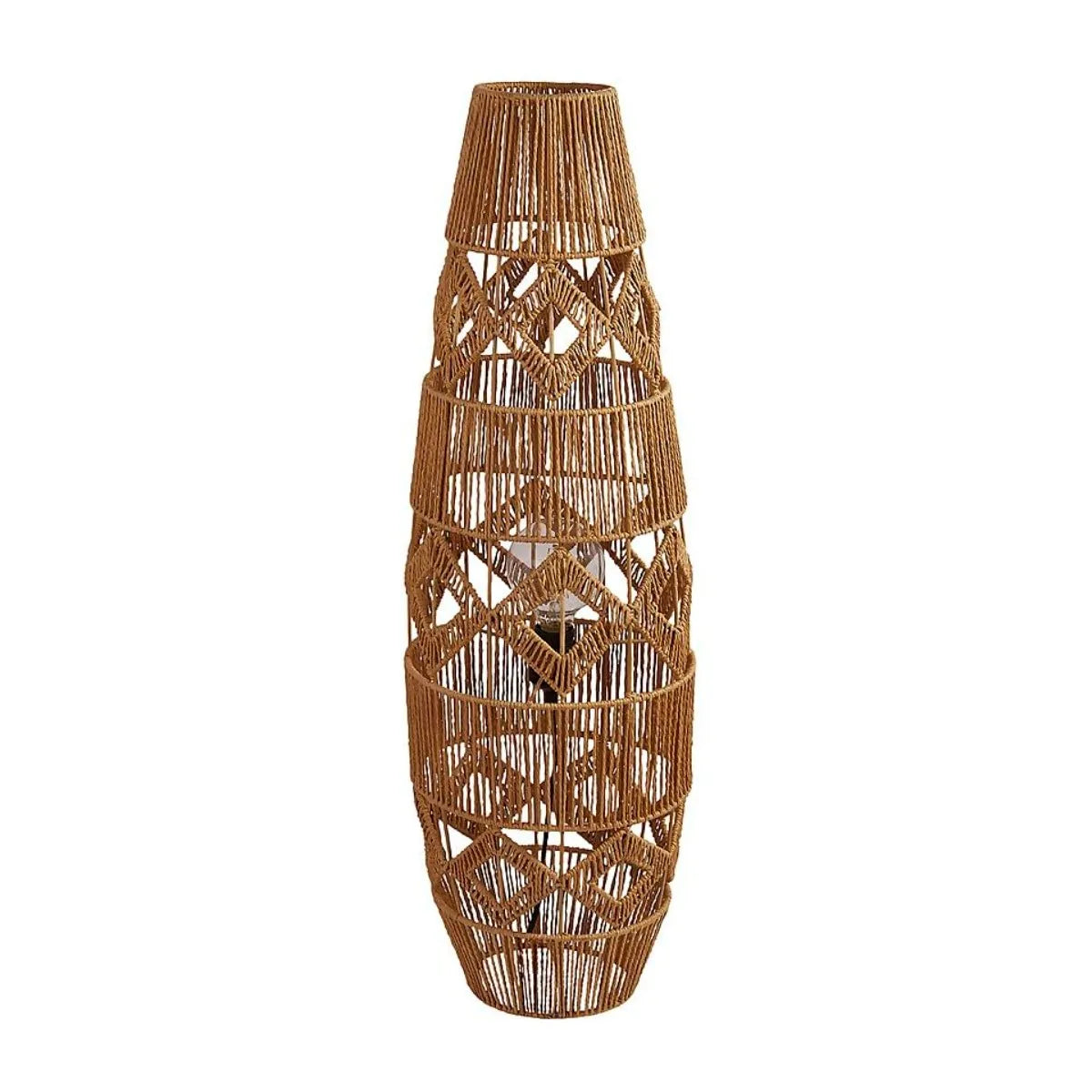 lampe suspension tressée naturelle boho moderne câble noir ampoule inclusion geometrique