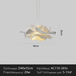 lampe suspendue moderne blanc feuilles ouvertes texture organique salon chambrehôtel