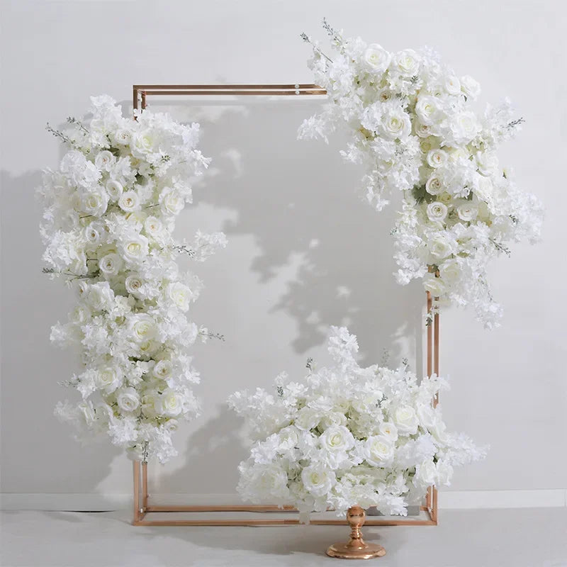 arche fleurs artificielles blanches décoration moderne mariage intérieur soie 120cm 60cm