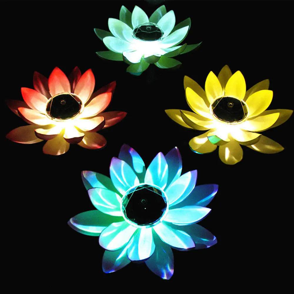 lampe flottante solaire led rose blanc vert feuilles lotus moderne