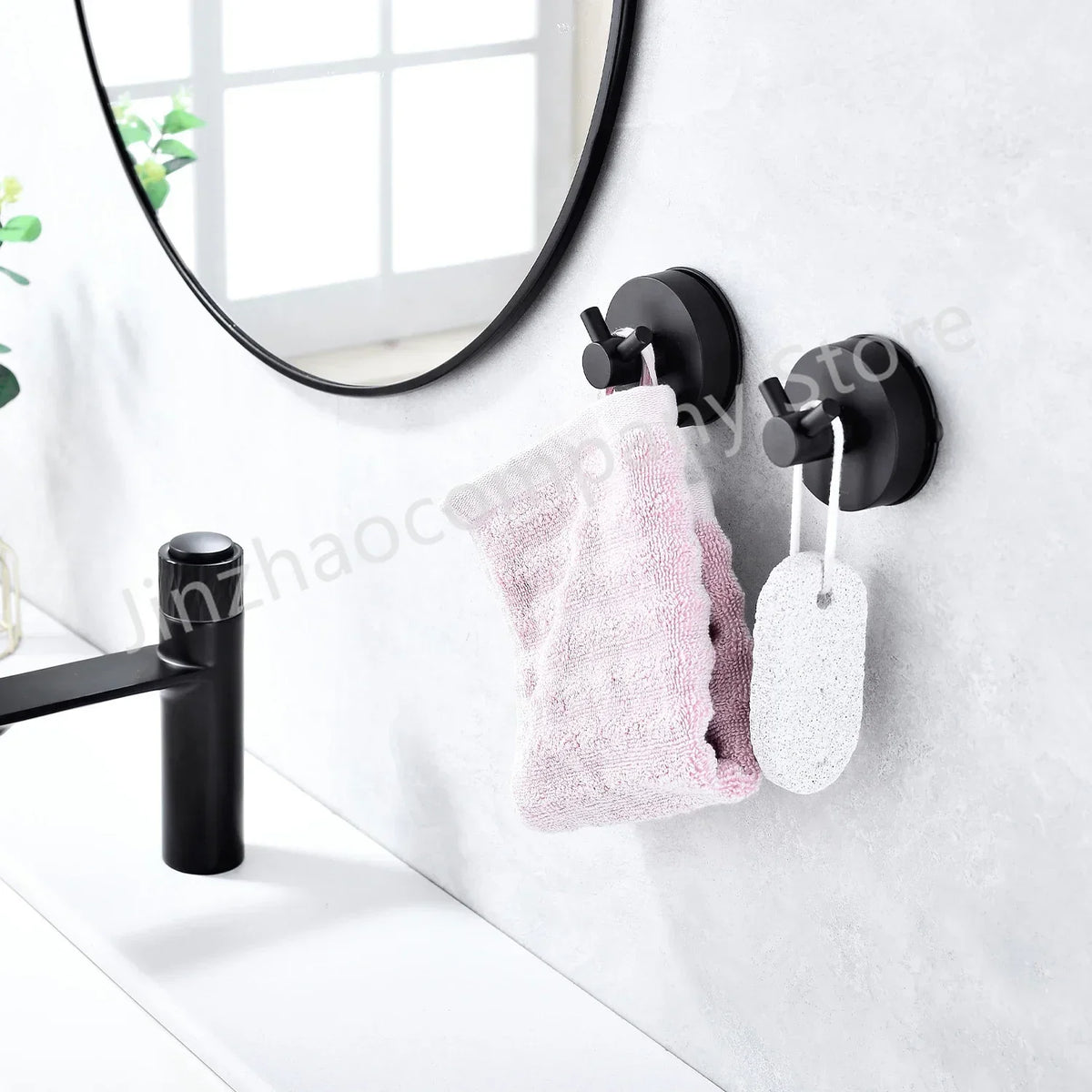 crochet mural ventouse acier inoxydable noir argenté moderne minimaliste serviette gant toilette fixations succion