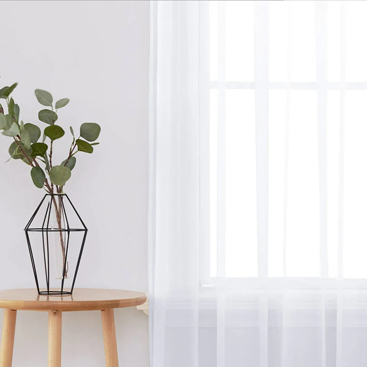 rideau gris moderne polyester transparent 132x241cm 2pièces chambre salon decoration