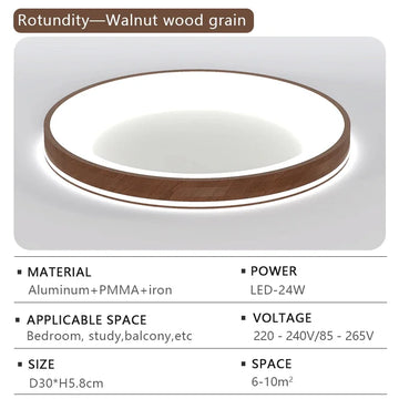 plafonnier led moderne bois naturel circulaire lampe salon salle manger chambre