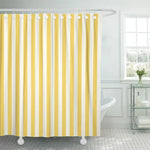 rideau douche moderne rayures horizontales jaune blanc tissu imperméable salle bain