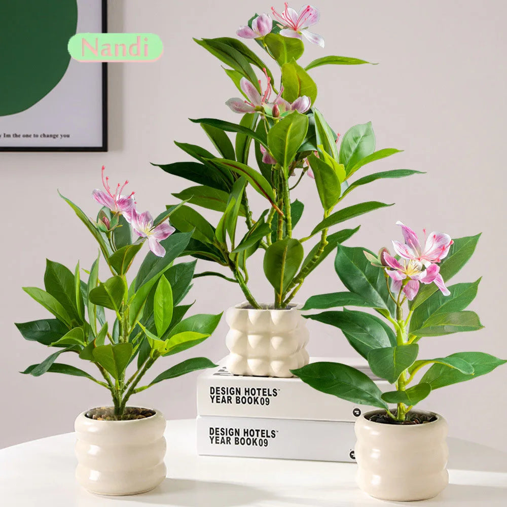 plantes artificielles fleurs roses blanches modernes decoration intérieure anniversaire mariage baby shower