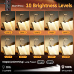 lampe clip led rechargeable 10 niveaux luminosité 600mha 12 leds noir blanc rose