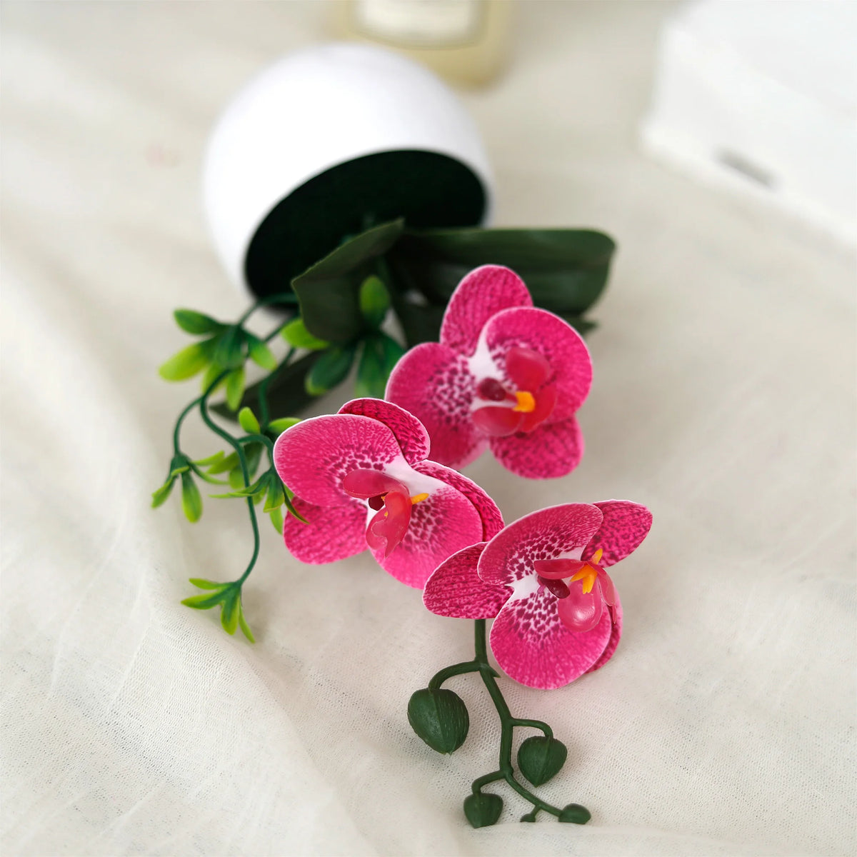 fleurs artificielles orchidées papillon soie blanc rose vert modernes intérieur mariage anniversaire
