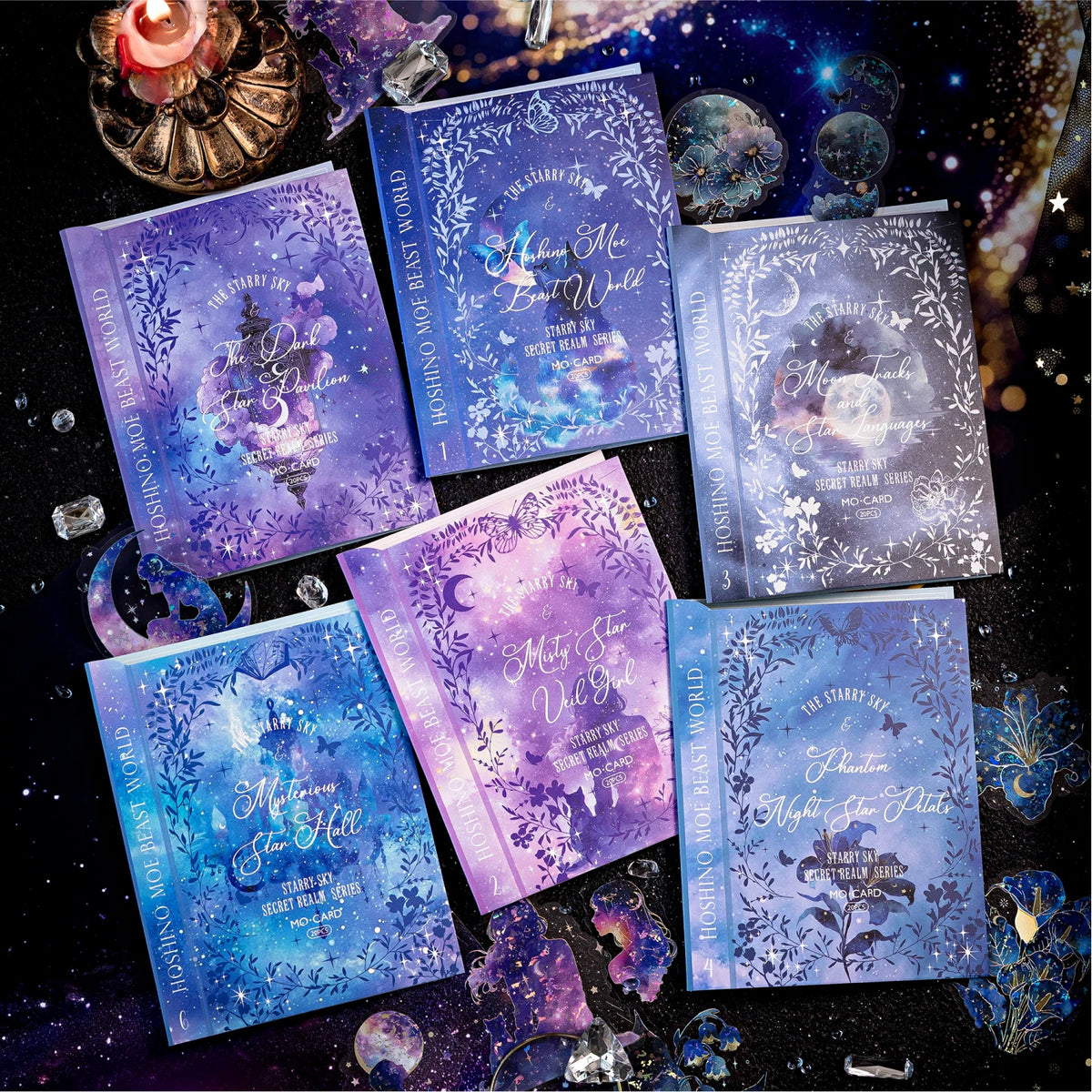 autocollants transparents thème céleste étoiles lunes animaux scrapbooking décoration journal fantaisie bleu violet