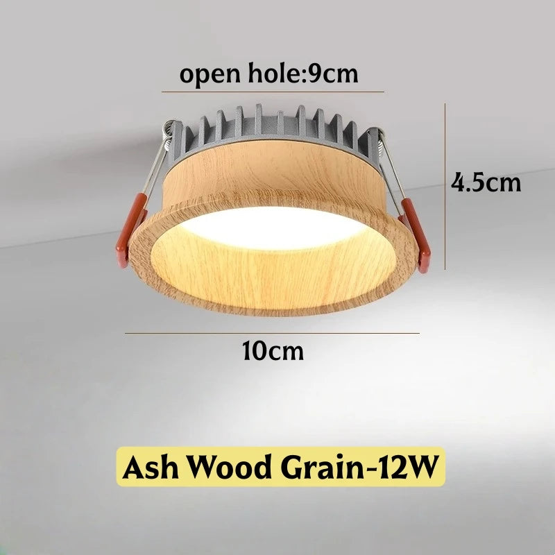 Spot LED grain bois vintage 7W 12W moderne rétro clips aluminium