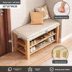 tabouret rangement chaussures bois naturel moderne minimaliste coussin rembourré étagère entrée multifonction adultes seniors