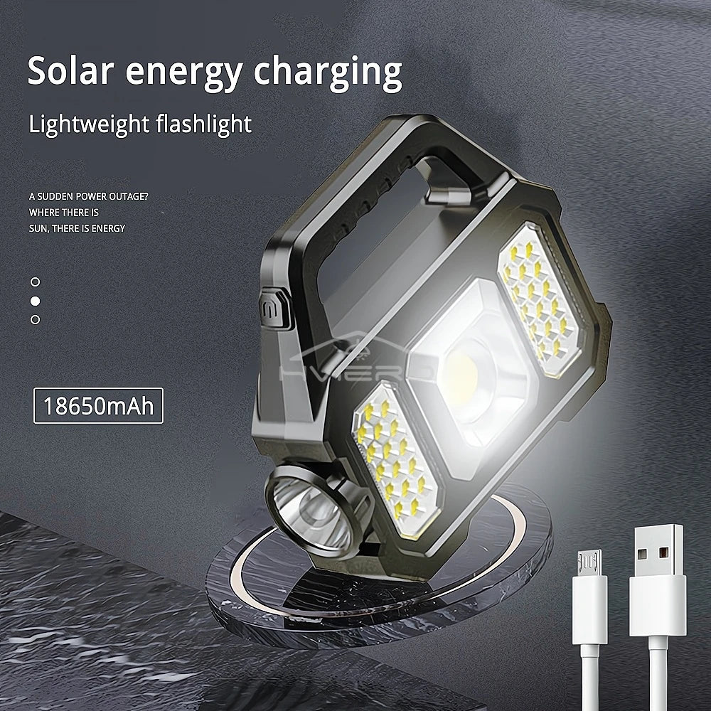 lampe poche rechargeable led 49 modes lumiere intense veilleuse solaire