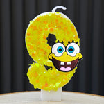 bougies forme chiffres spongebob patrick star anniversaire enfant decoration theme cartoon jaune orange blanc