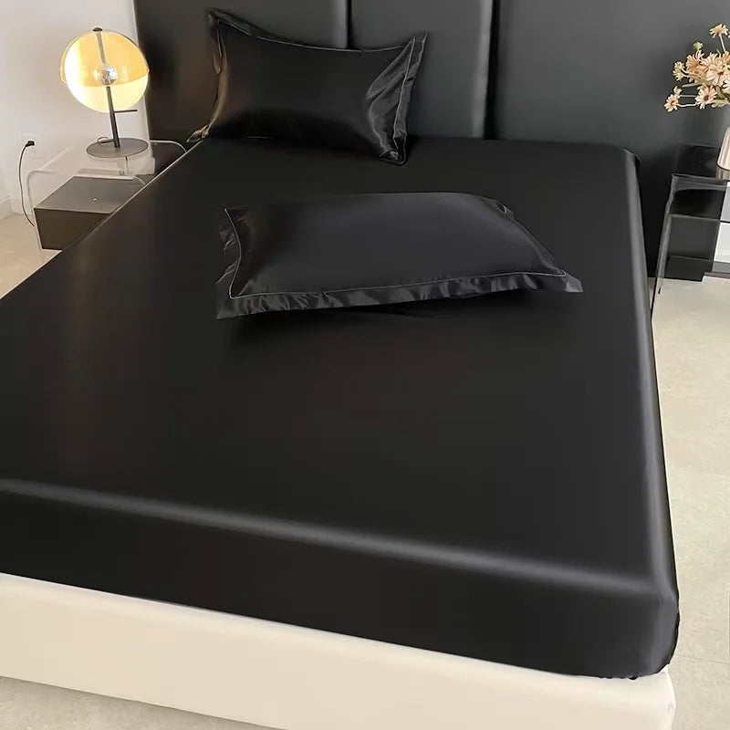 drap housse élastique satiné matelas double lit simple coton moderne couleur unie élégante