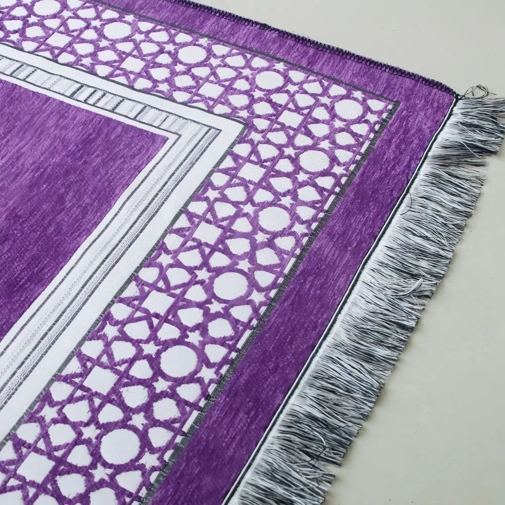 tapis prière violet géométrique moderne sans bpa pvc polyester chambre maison