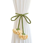 accessoires rideaux bohèmes attaches fleurs tissu coton couleurs vert jaune orange violet