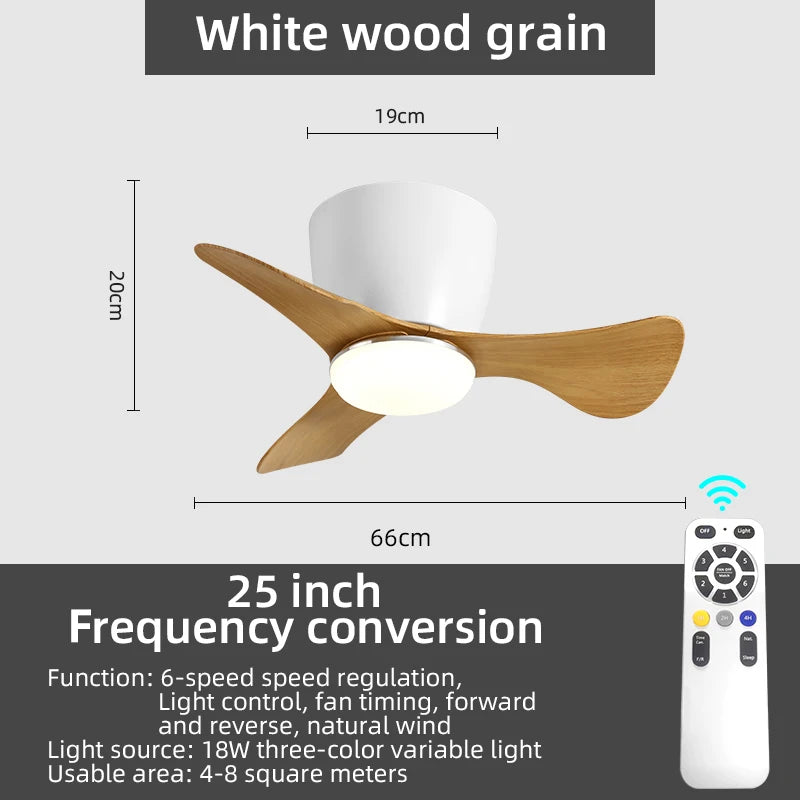 ventilateur moderne led télécommande faible bruit chambre salon noir texture bois
