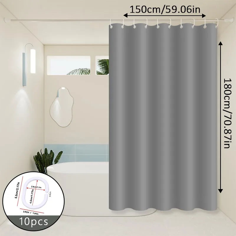 rideau douche gris uni moderne respectueux l'environnement opacité 120cm 180cm