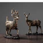 décoration bronze doré figurines cerfs texturées vieillies rustique vintage éléments maison