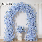 Décoration mariage arche fleurs artificielles bleu soie élégante extérieure anniversaire backdrop