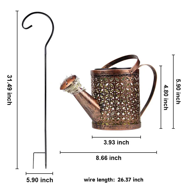 arrosoir lumineux bronze doré moderne ajouré solaire étancheextérieur jardin vacances