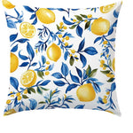 taies d'oreiller coton bleu citron modernes motif feuilles respectueux environnement pièces
