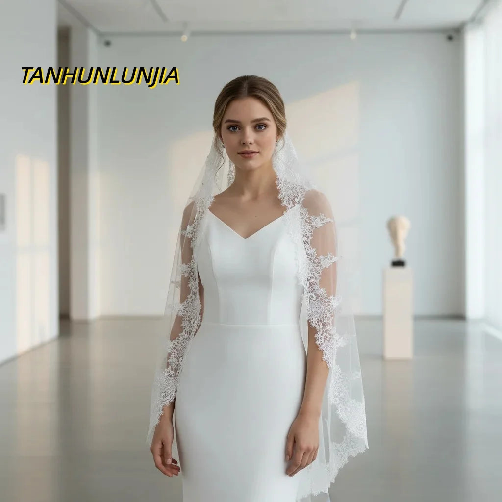 voile mariée blanc dentelle fine élégant classique nylon translucide femme