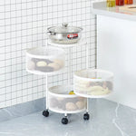 chariot roulettes multifonction moderne paniers rotatifs plateau supérieur grille métallique rangement cuisine blanc noir