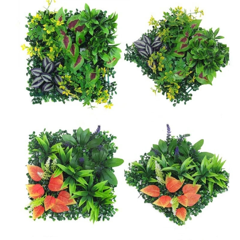 panneau mural plantes artificielles herbe verte fleurs blanches décoration jardin extérieur mur extérieur décoratif