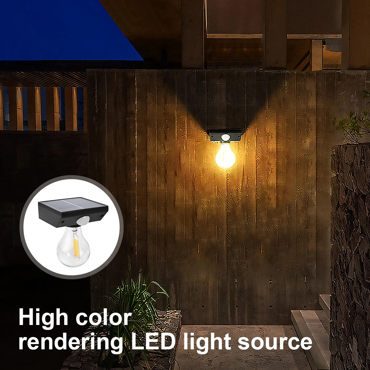 Lanterne solaire allumée la nuit avec lumière bleue ou orange
