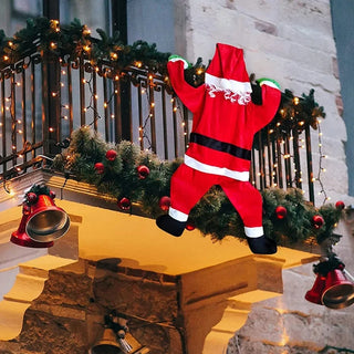 décoration noël père noël suspendu tissu peluche rouge blanc vertextérieur balcon fenêtre noël festive