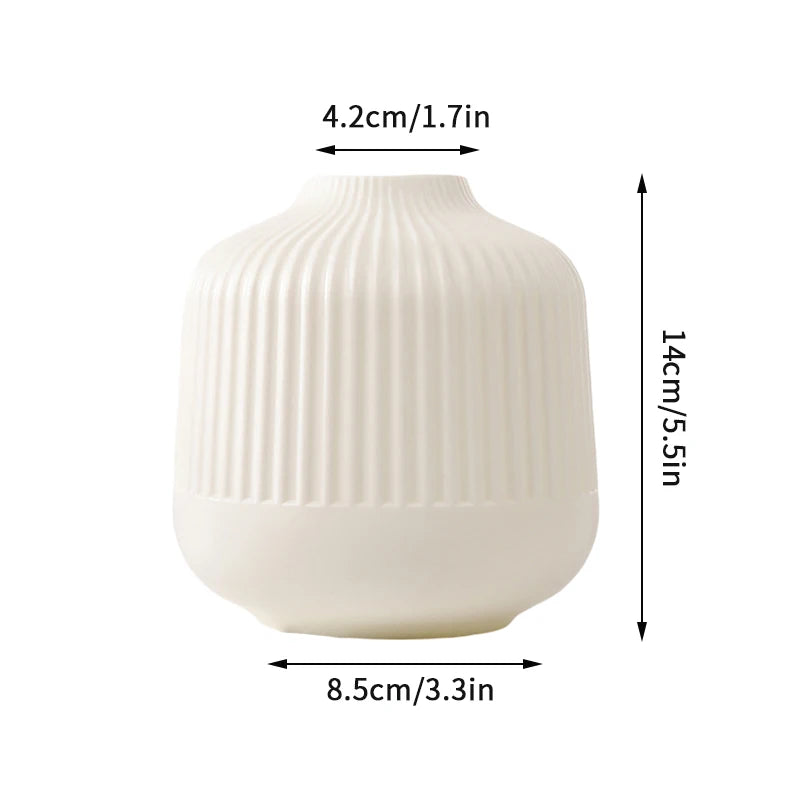 vases modernes orange blanc vert rayures horizontales opaques décoration intérieure papier bougie fleurs artificielles